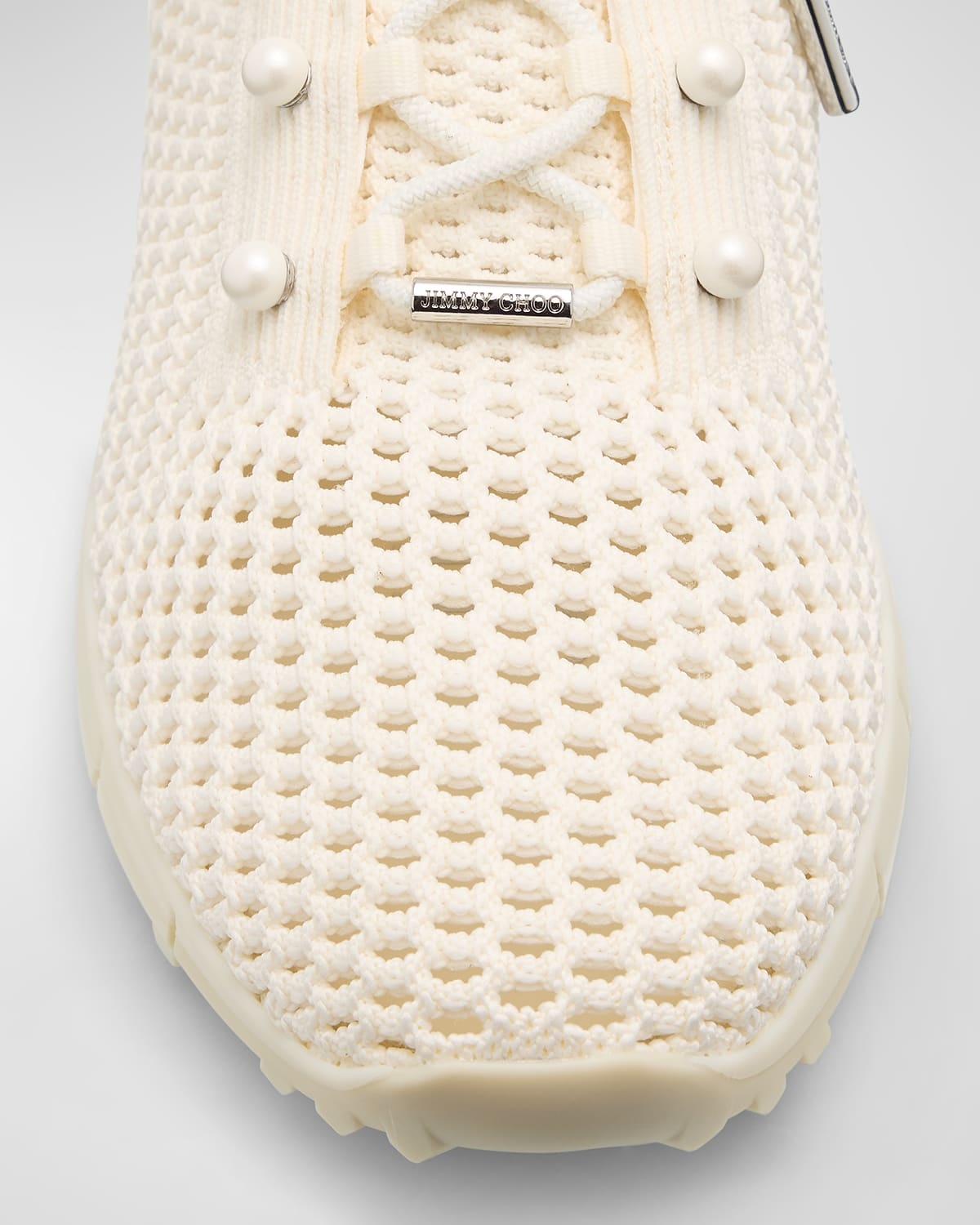 Veles Cotton Knit Pearly Stud Sneakers - 5