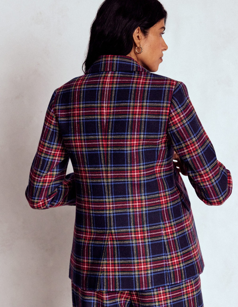 Stamford Wool-Blend Blazer-Navy, Green and Red Check 4