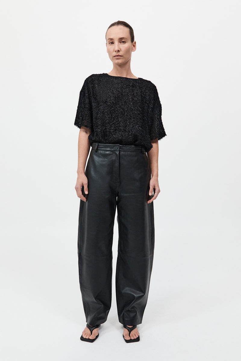 Feathered Silk Tee - Black - 3