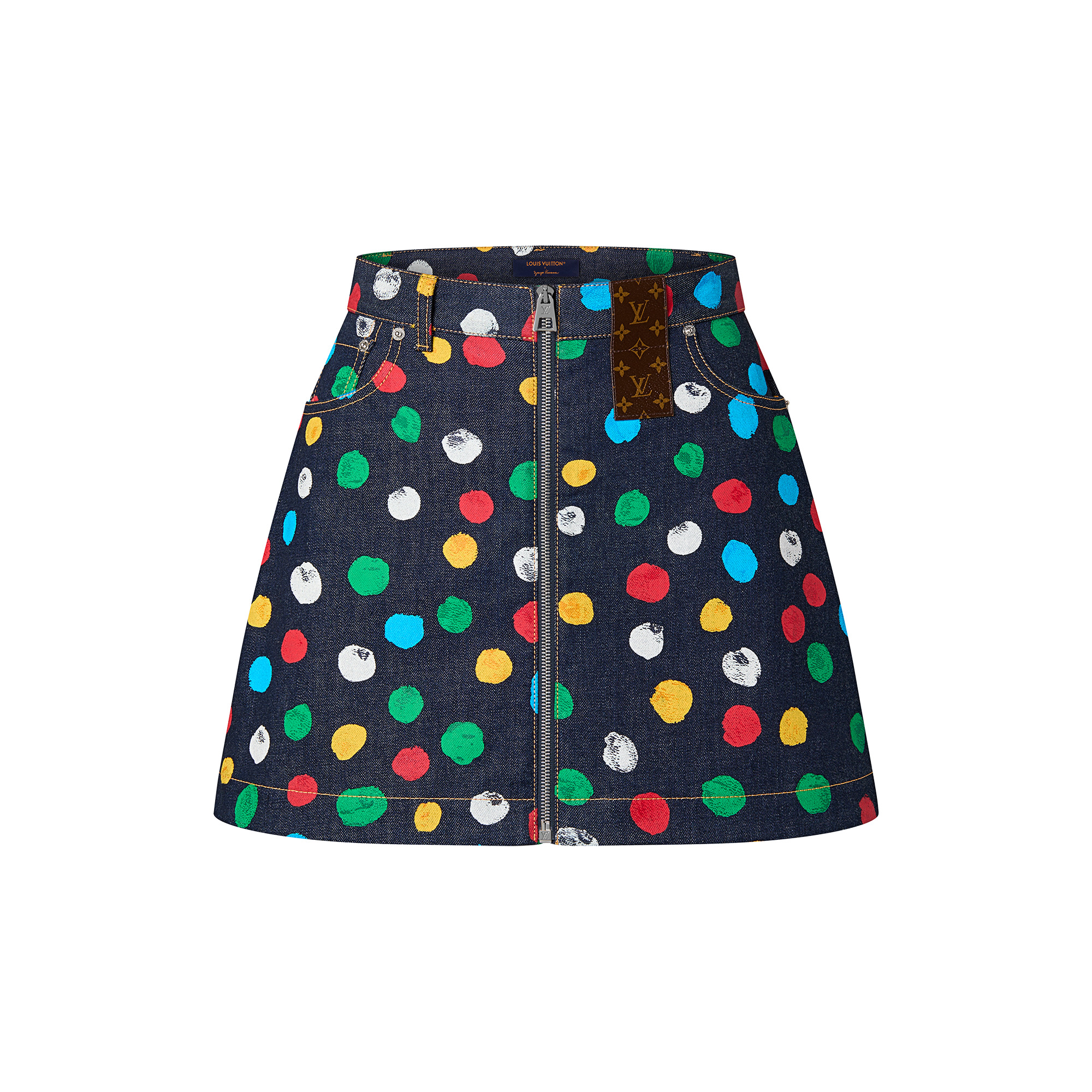 LV x YK Painted Dots Denim Mini Skirt - 1