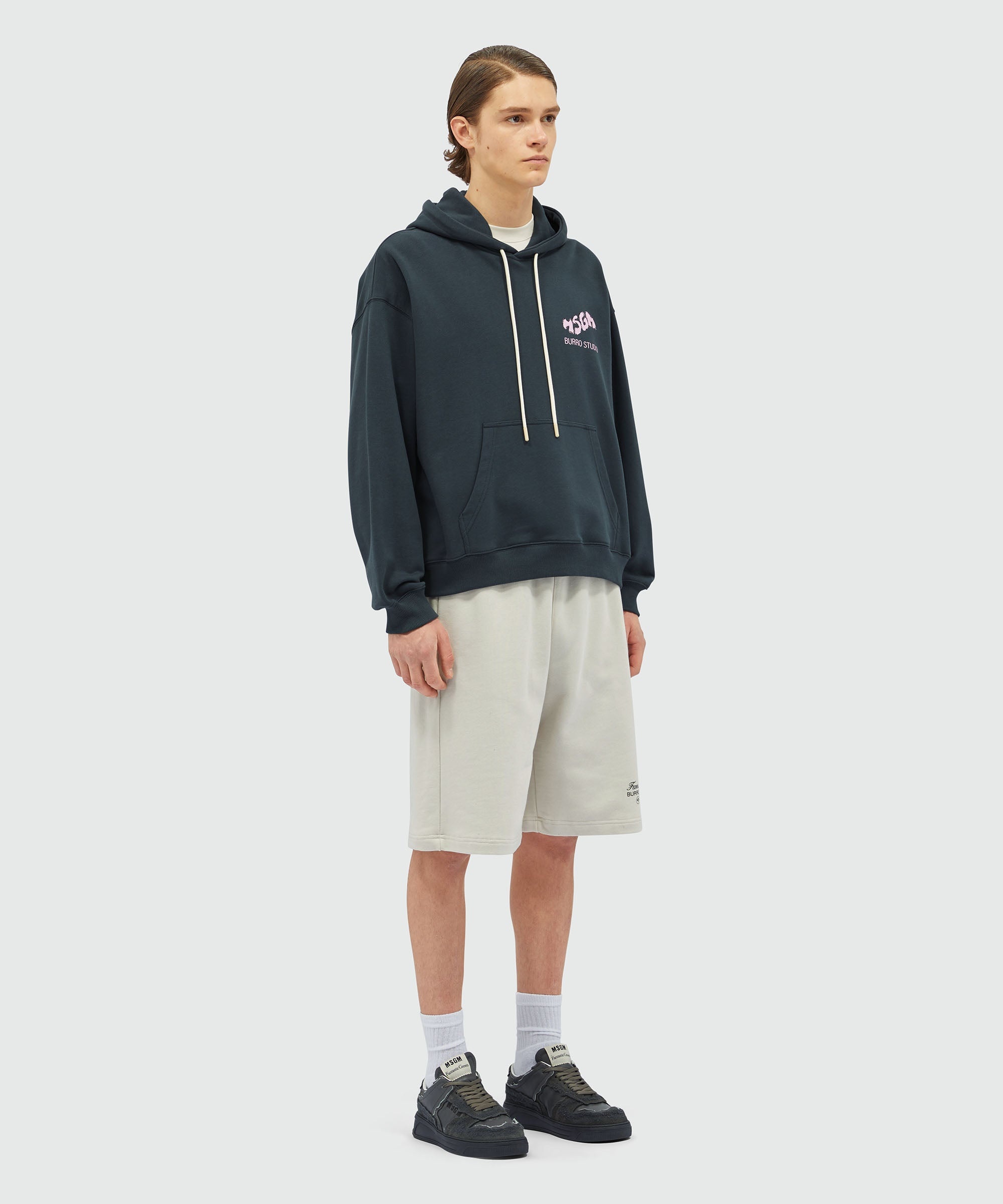 Organic cotton "Fantastic Green Burro Studio" navy blue hooded-sweatshirt - 4