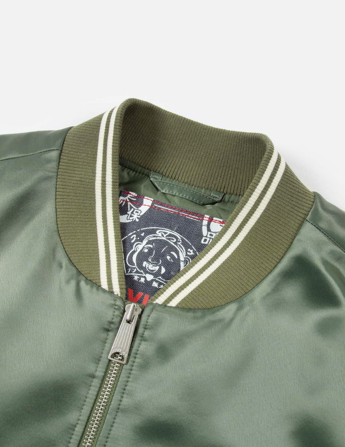 Tattoo Koi Embroidery Padded Bomber Jacket - 11
