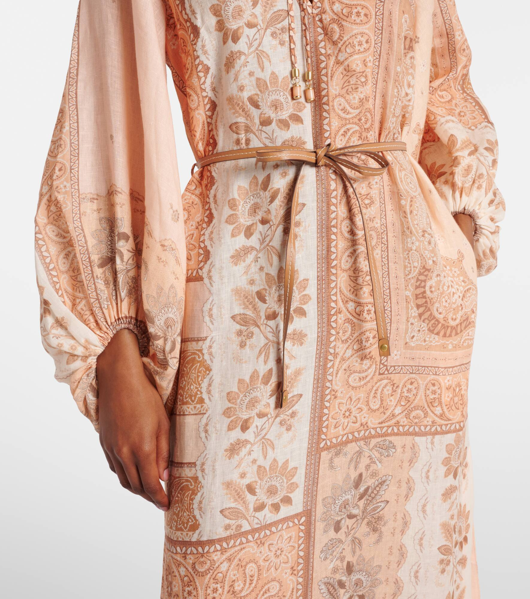 Lucky printed linen midi dress - 5