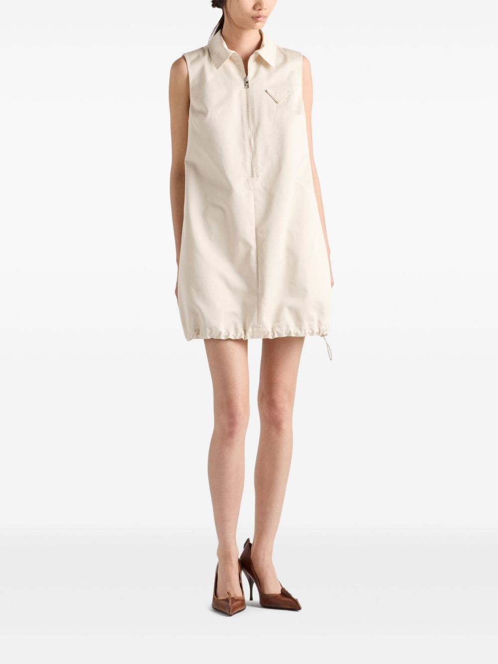half-zip drawstring-hem mini dress - 2