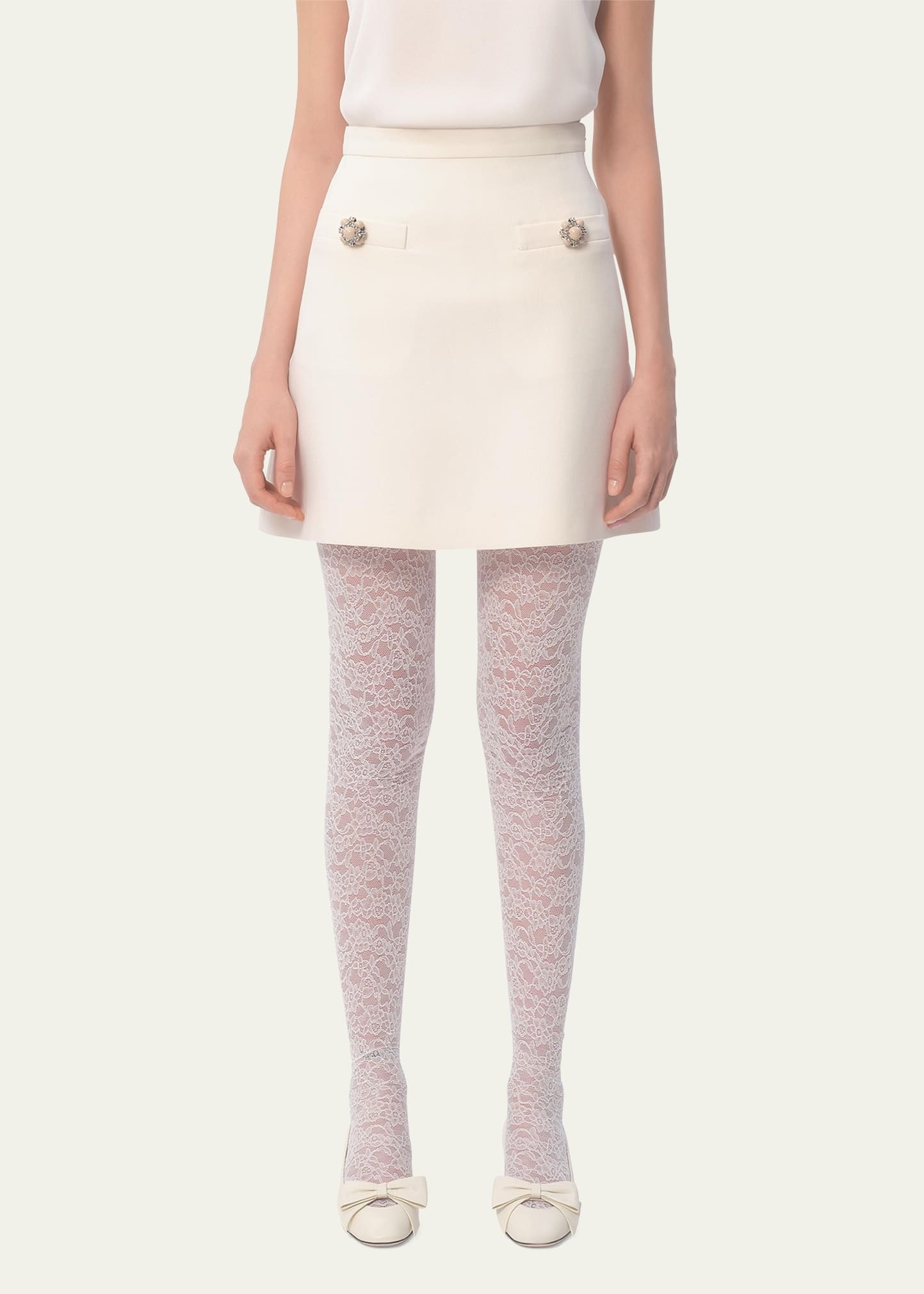 Brooch Wool Mini Skirt - 2