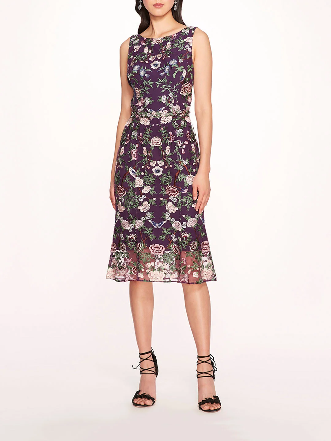 BOTANICAL EMBROIDERED MIDI DRESS - 1
