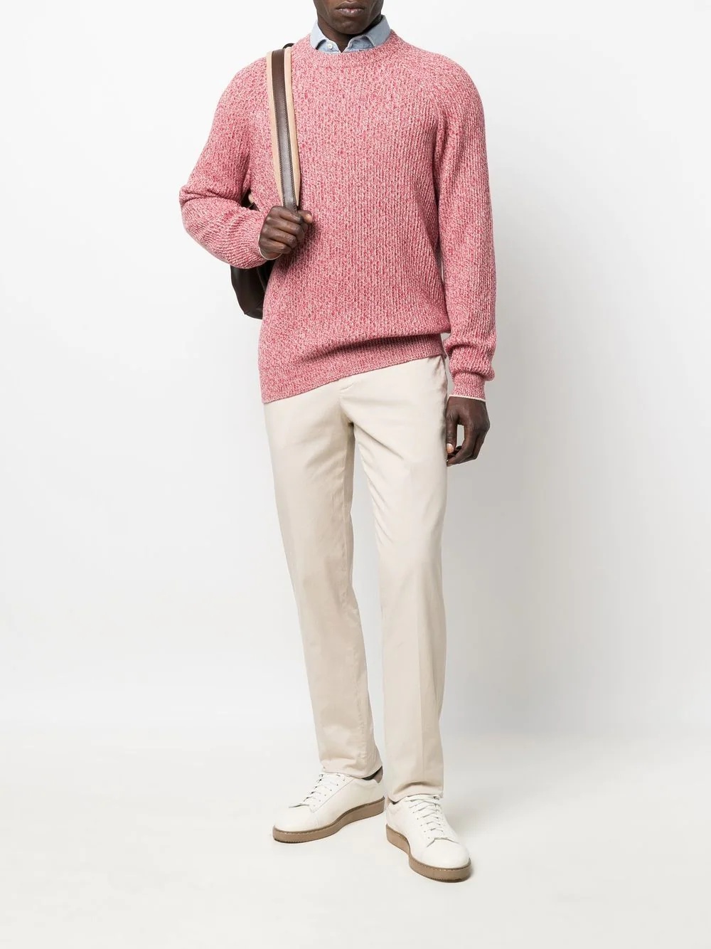 mark-knit ribbed-trim jumper - 2