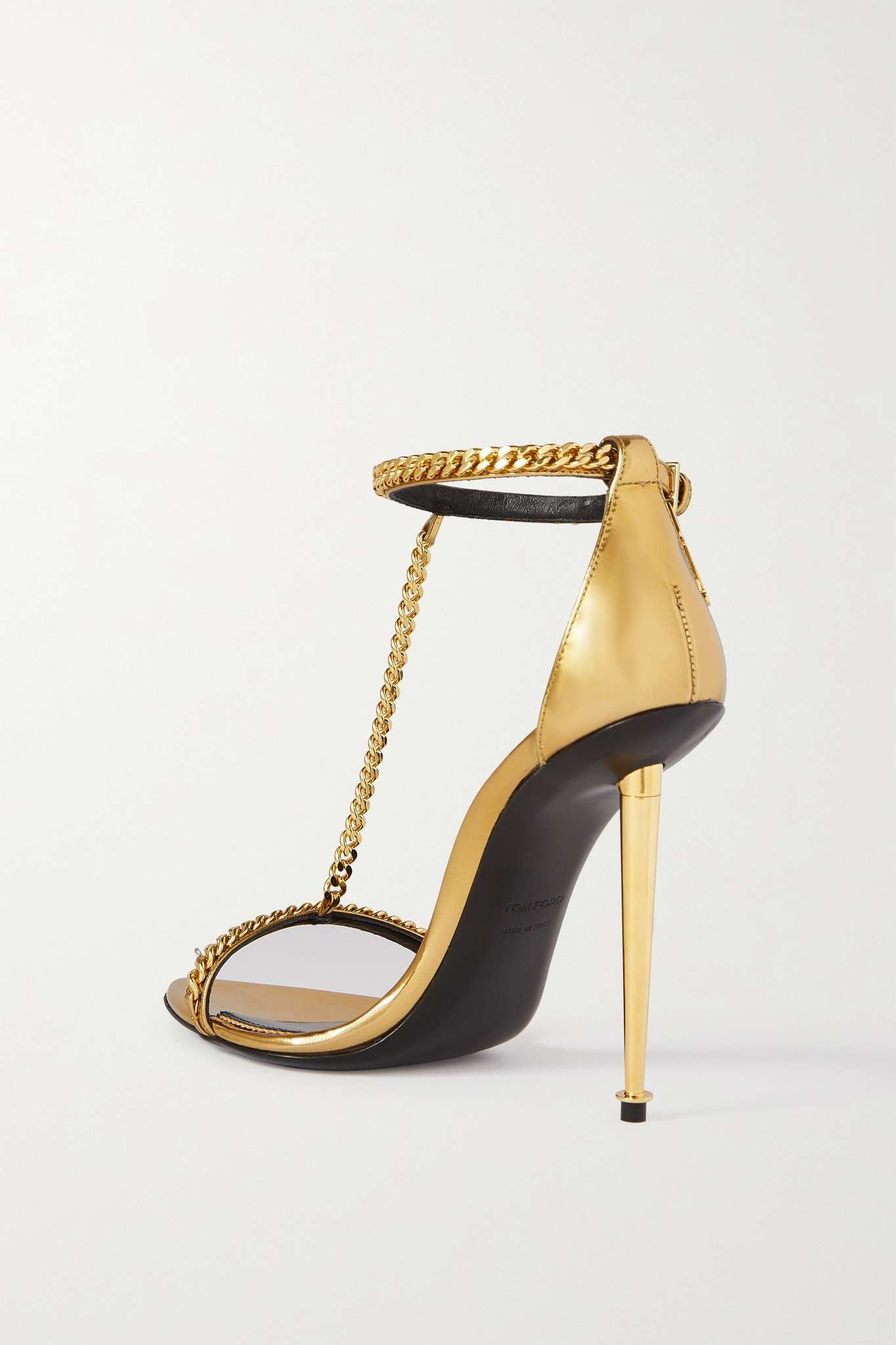 Padlock Chain embellished leather sandals - 3