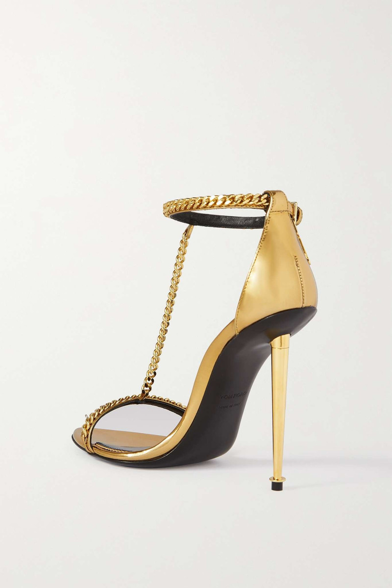 Padlock Chain embellished leather sandals 3