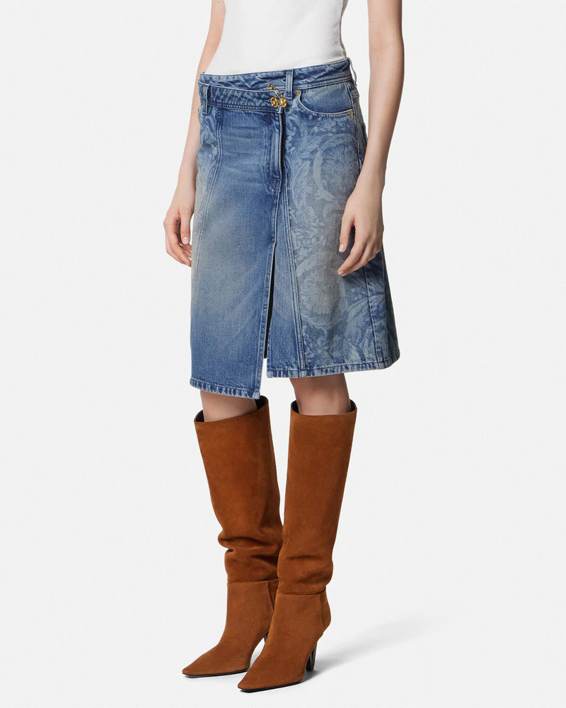 Barocco Denim Wrap Skirt 4