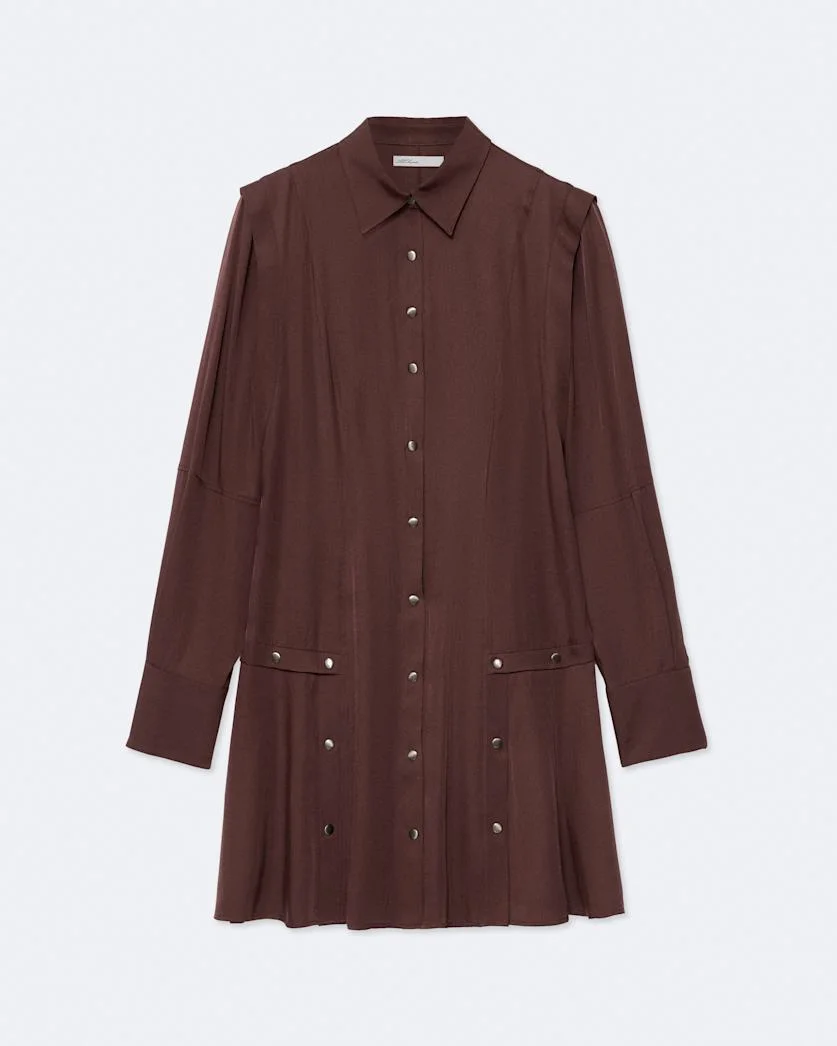 ARTEMIS SILK-BLEND MINI SHIRT DRESS - 1