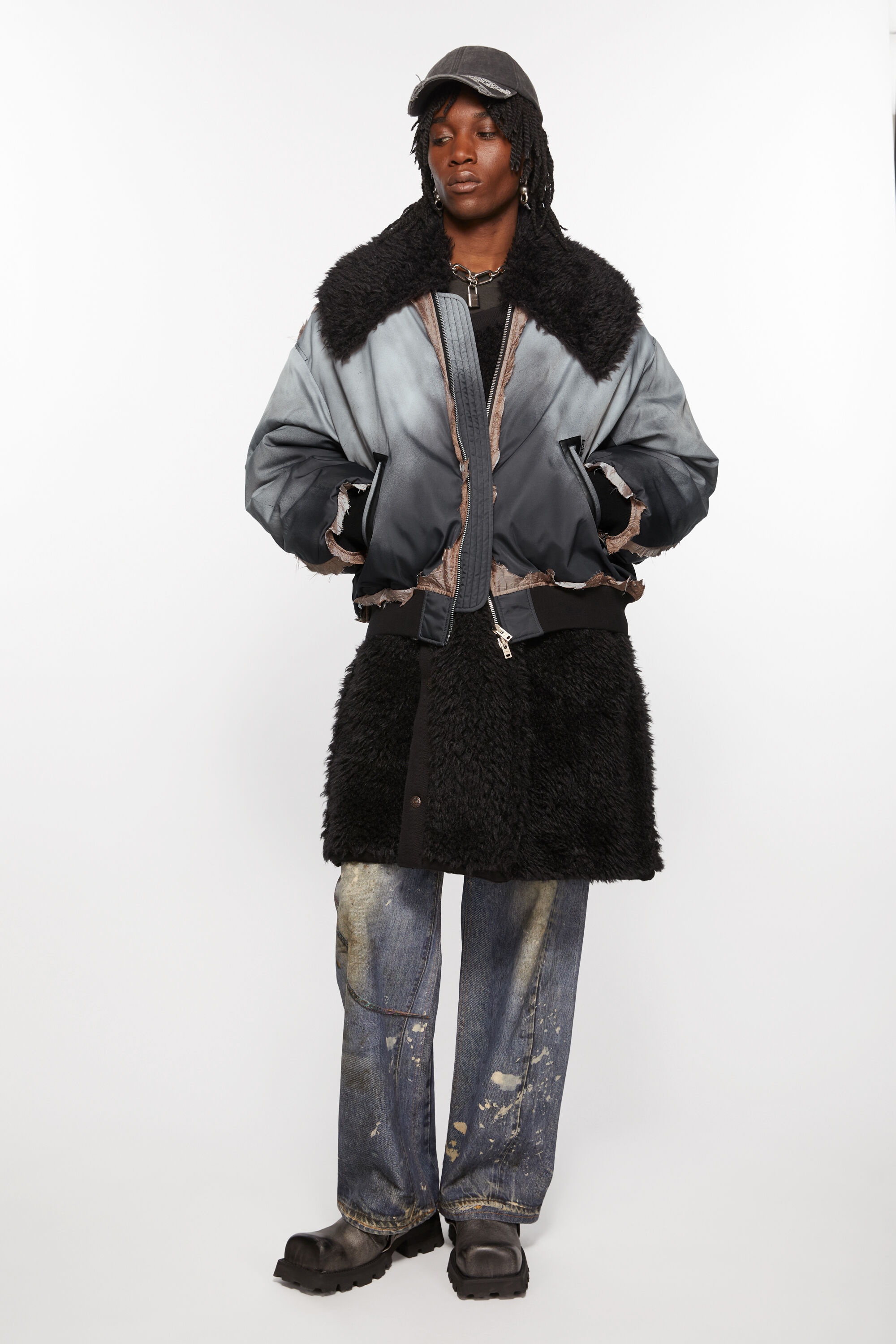 Bomber layered coat - Faded black - 5