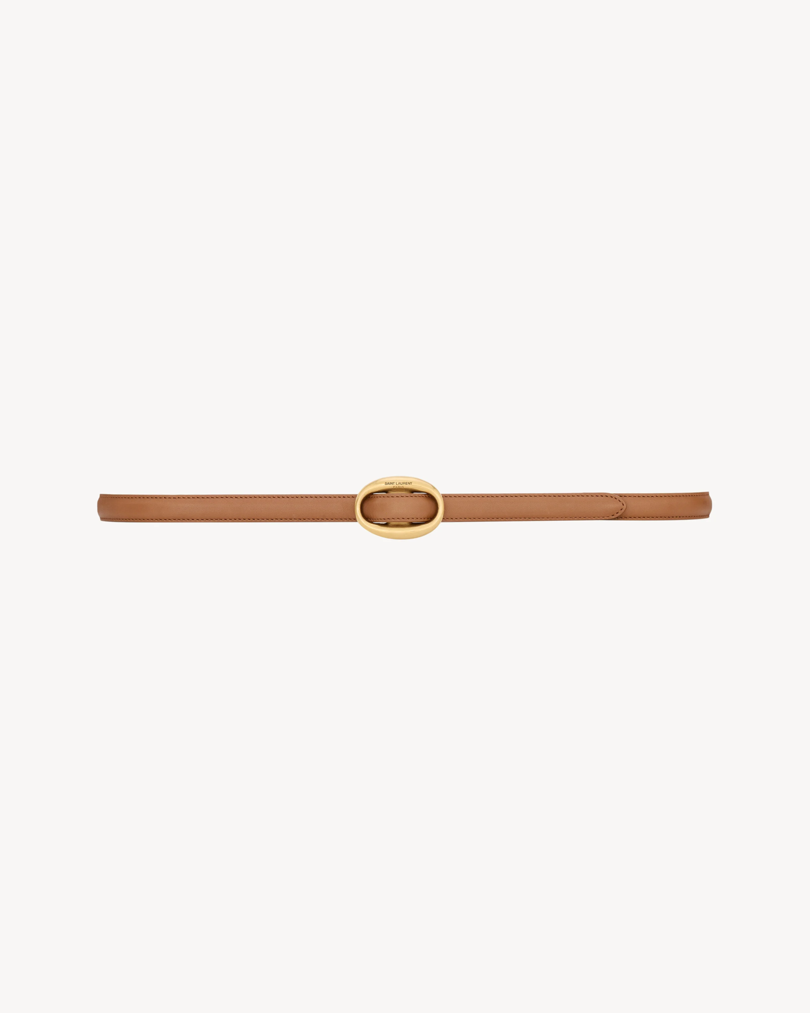 OVAL BUCKLE THIN BELT IN LEATHER - 1