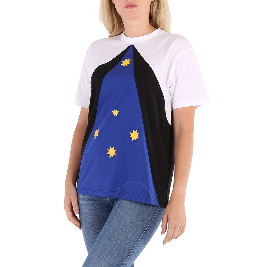 Burberry Ladies Oceanic Blue Colour-Block Star-Print T-Shirt - 5