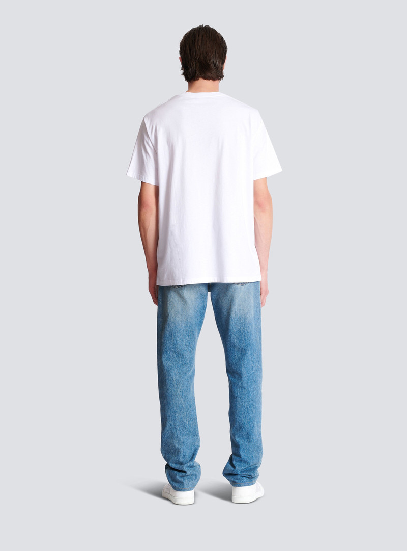 Printed Balmain Paris logo and planet T-shirt 4