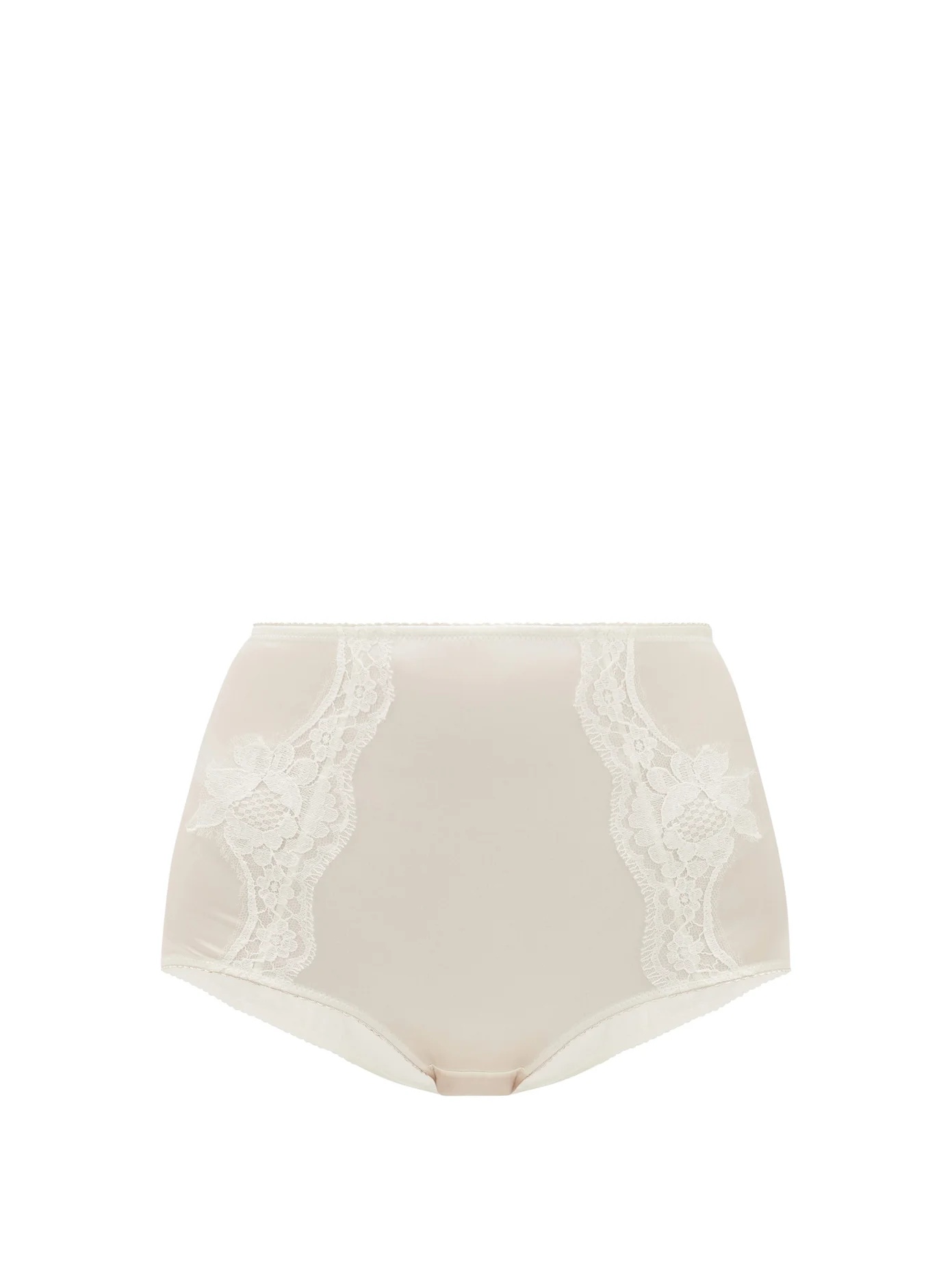 Lace-panelled silk-blend satin briefs - 1