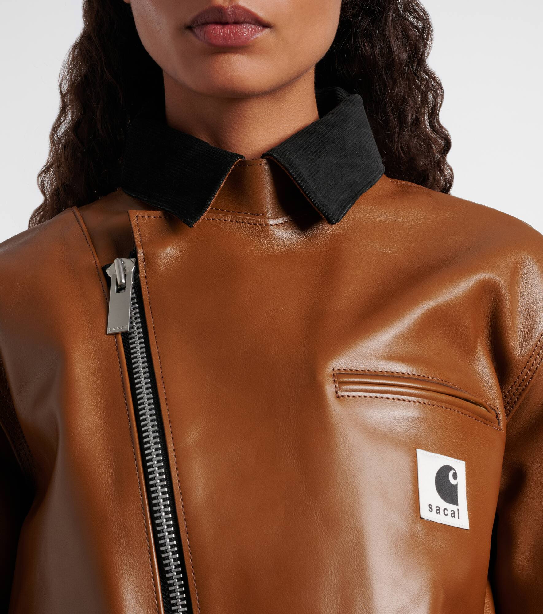 x Carhatt asymmetric leather jacket - 4
