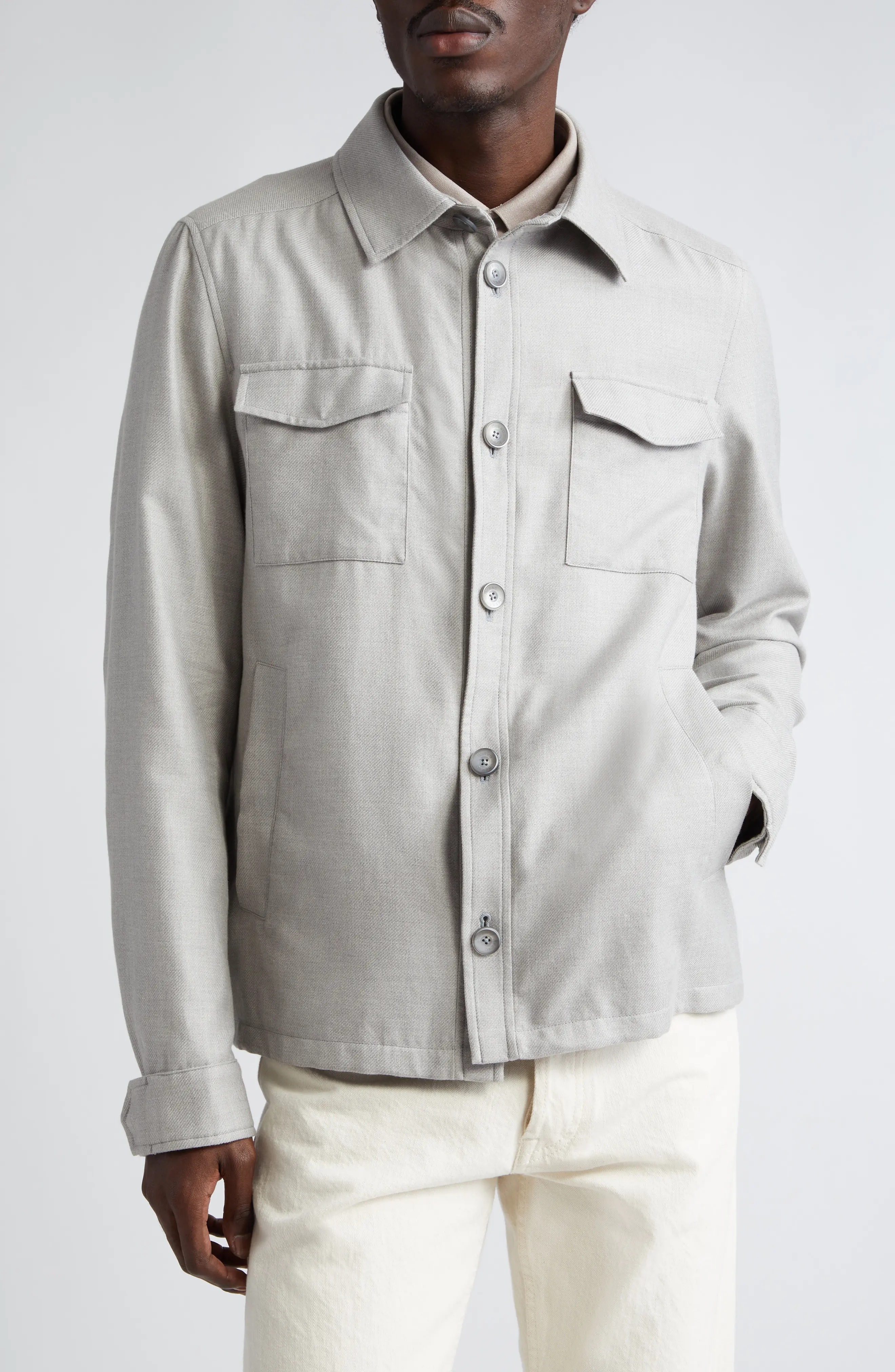 Rain System Water Resistant Cotton, Cashmere & Silk Shirt Jacket - 1