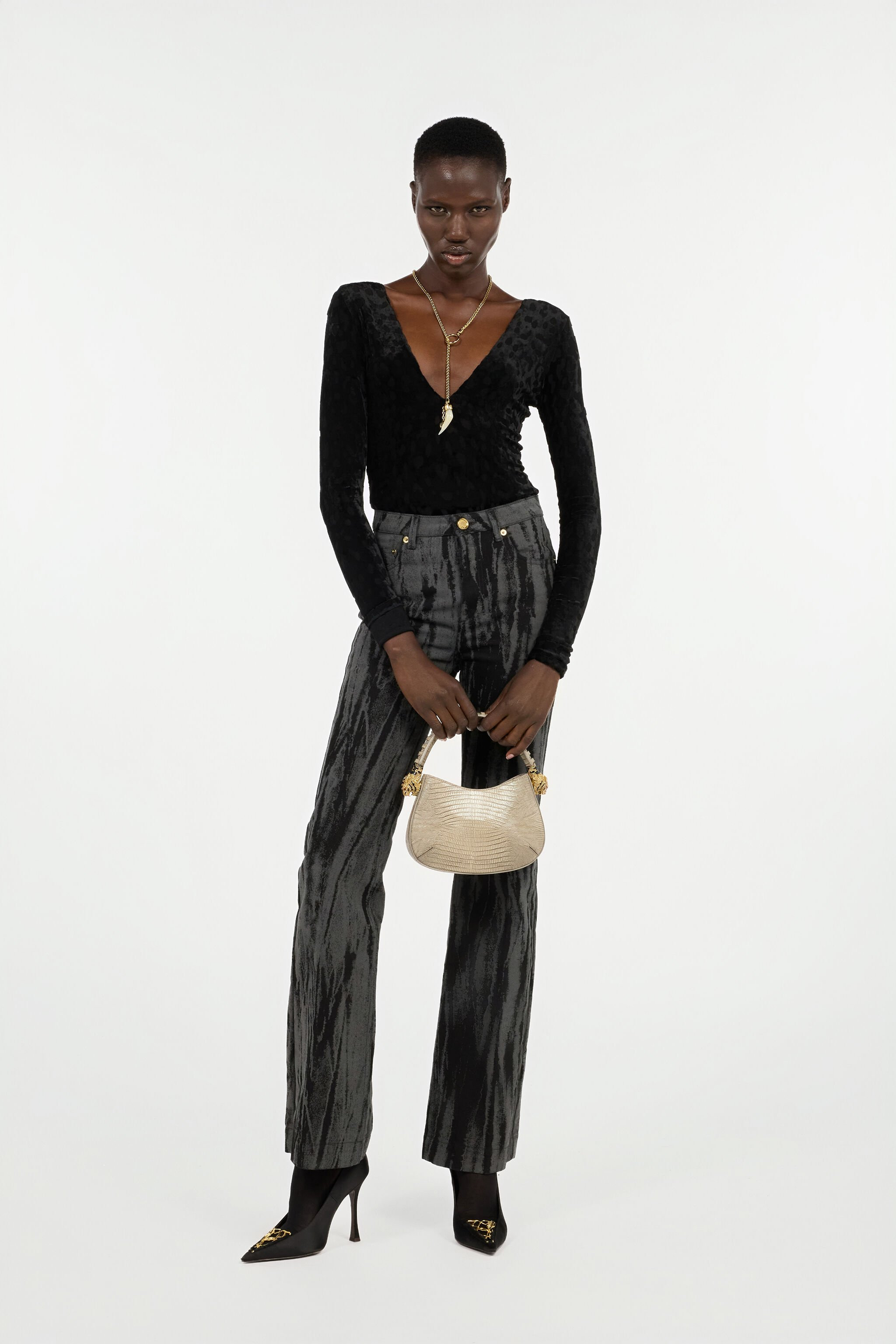 Black Bodysuit With Jaguar Skin Pattern - 2