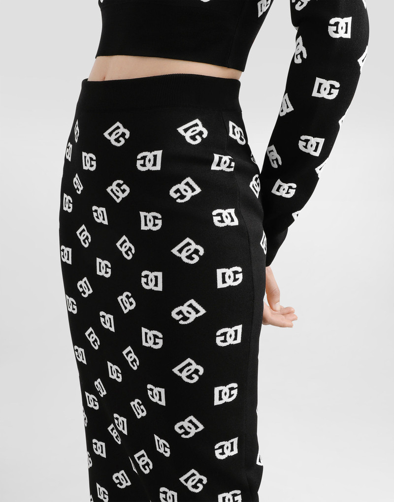 Viscose pencil skirt with jacquard DG logo 5