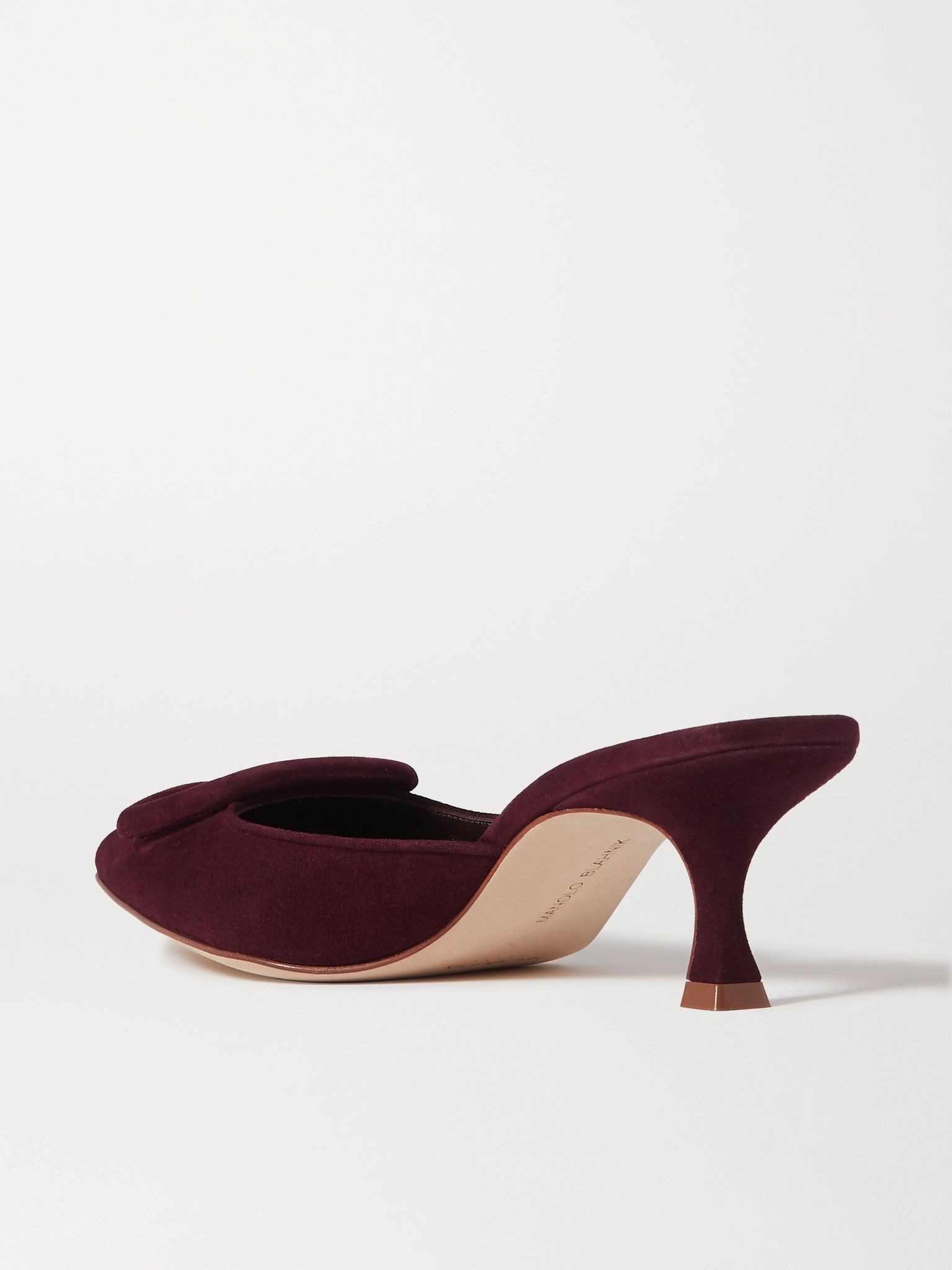 Maysale 50 buckled suede mules Burgundy - 3