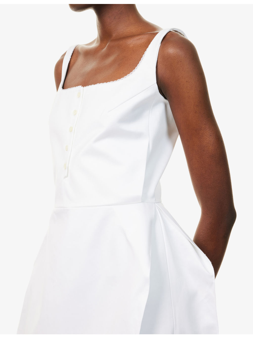 Sleeveless Button-Front Cotton Midi Dress - 5