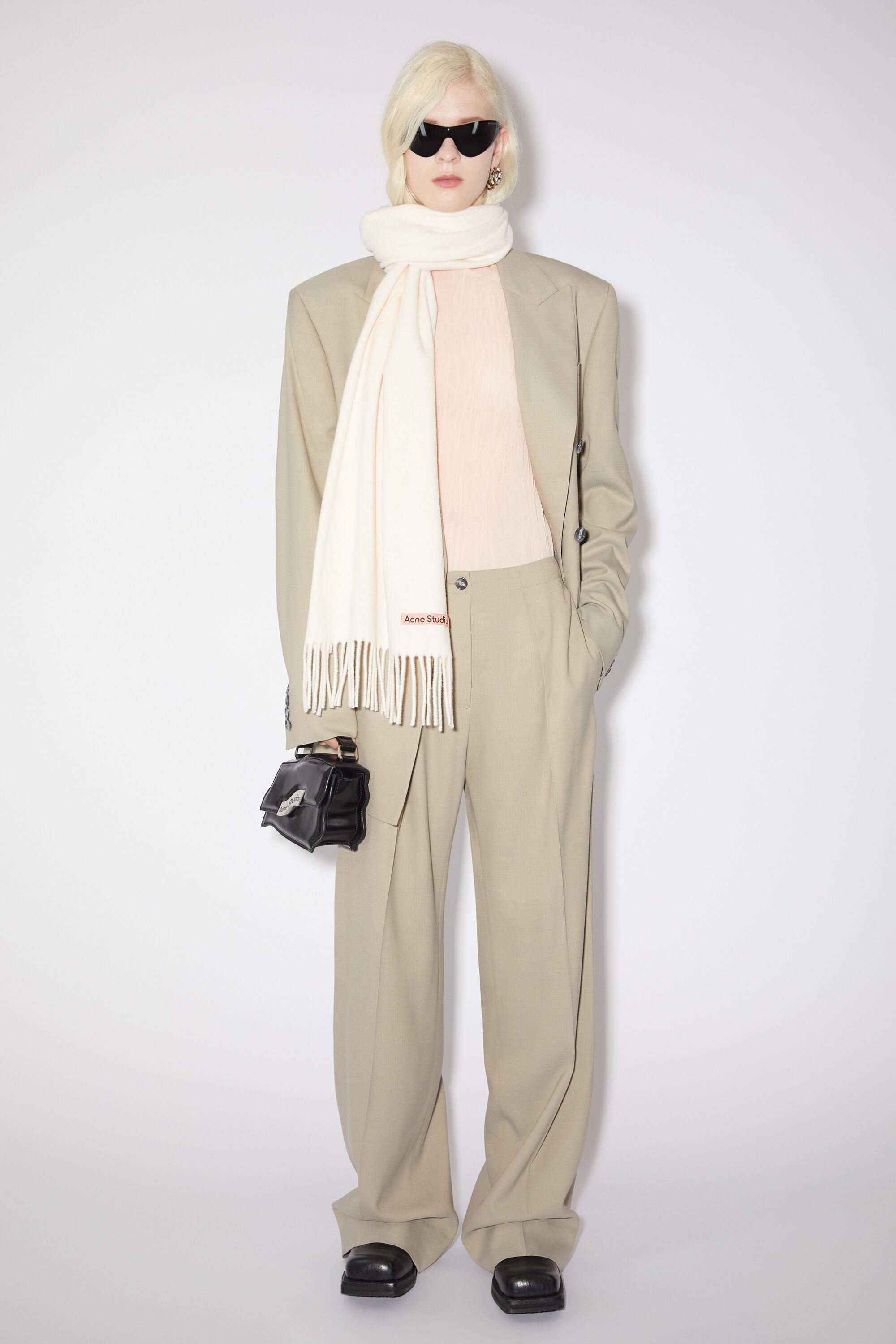 Tailored herringbone trousers - Dusty grey - 2