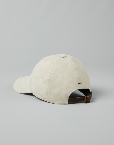 Brunello Cucinelli Lightweight suede baseball cap with embroidered logo outlook