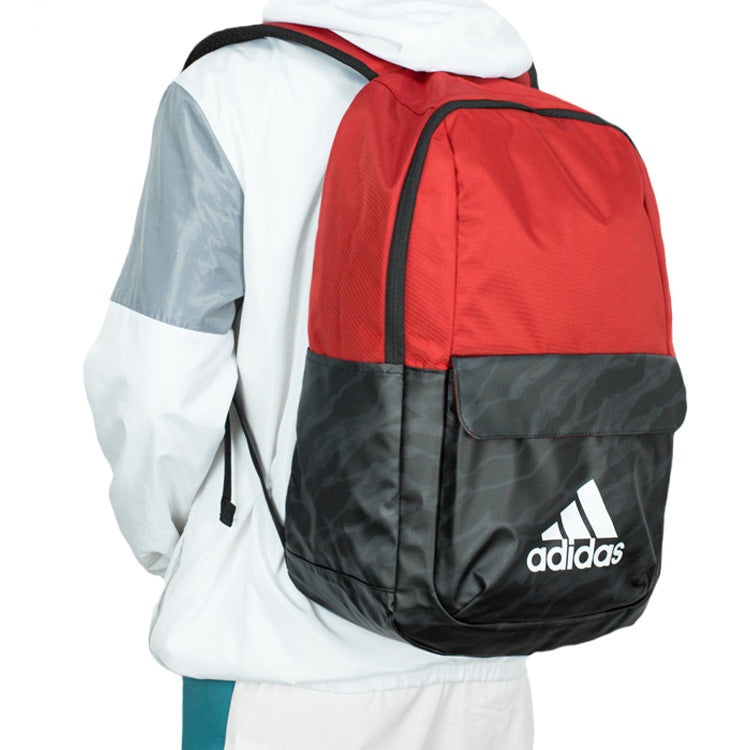 adidas Athletic Colorblock Zipper Schoolbag Backpack  Backpack Unisex Red / Black DM2913 - 4