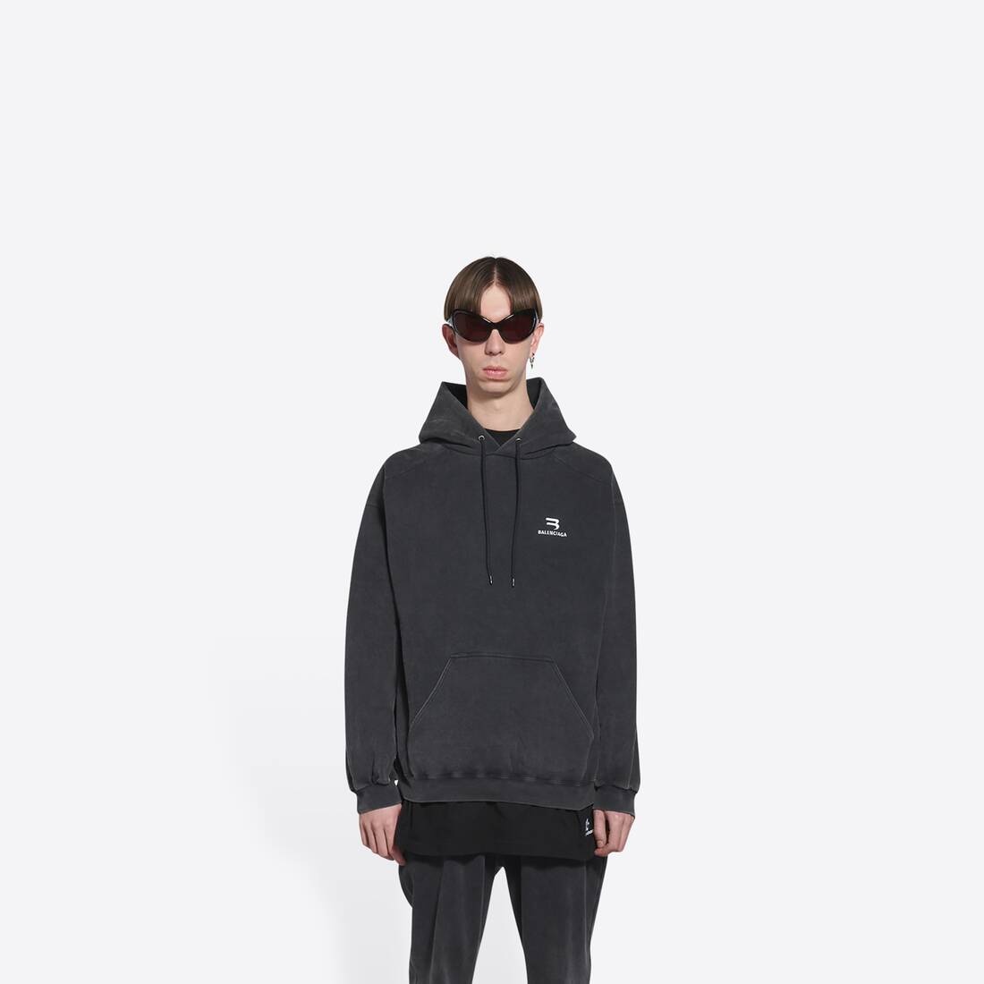 Men's Sporty B Medium Fit Hoodie in Black - 3