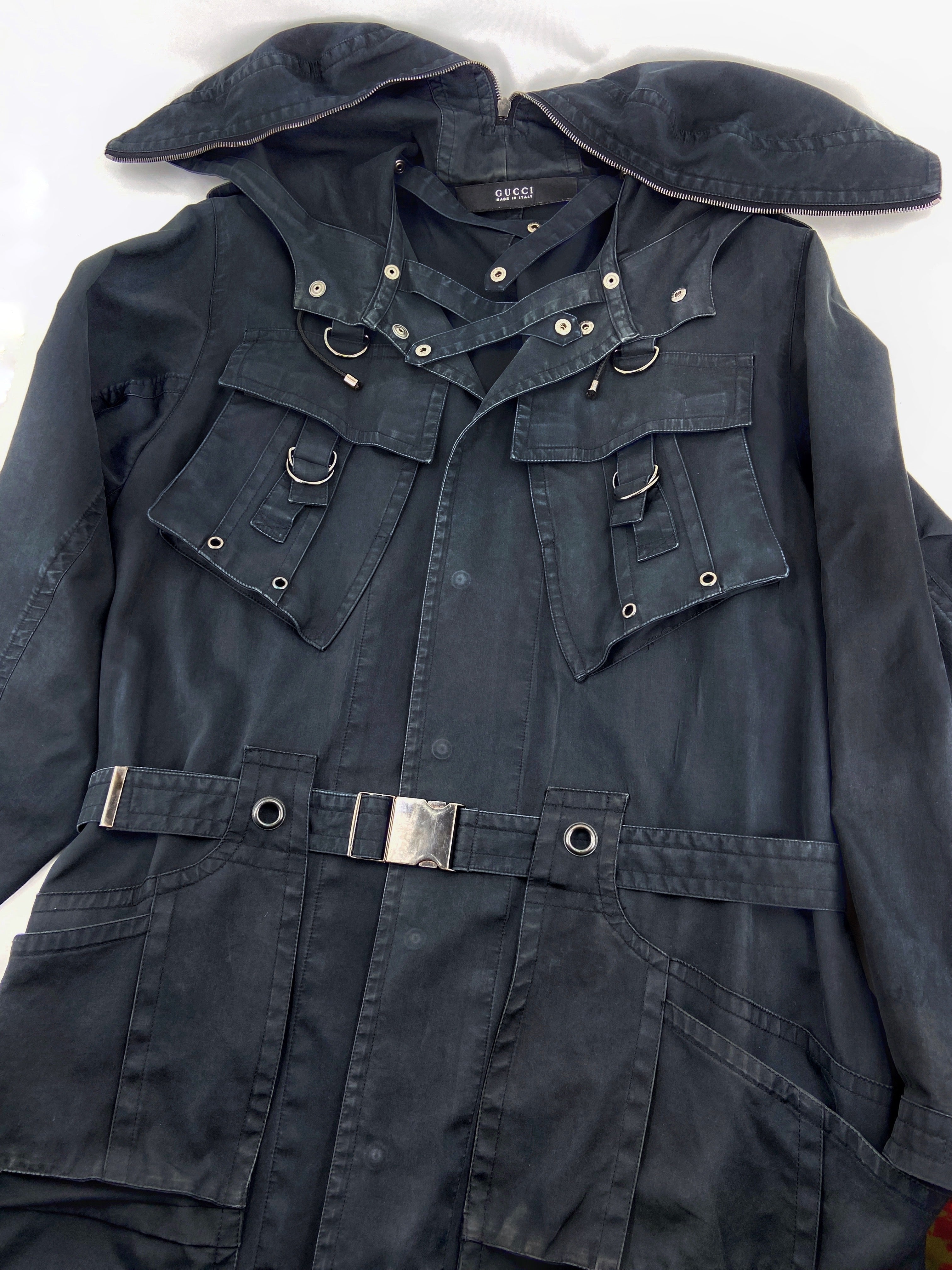 Gucci Spring 2002 Tom Ford Men’s Technical Military N-2B Navy Parka Coat Jacket 48 - 11