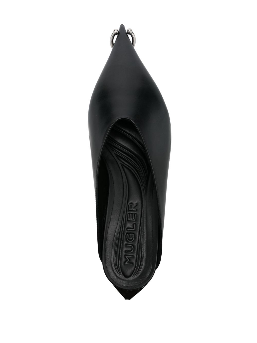 leather piercing fang mules - 4