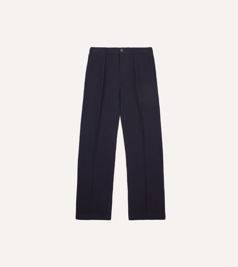 Navy Seersucker Games Trousers - 1