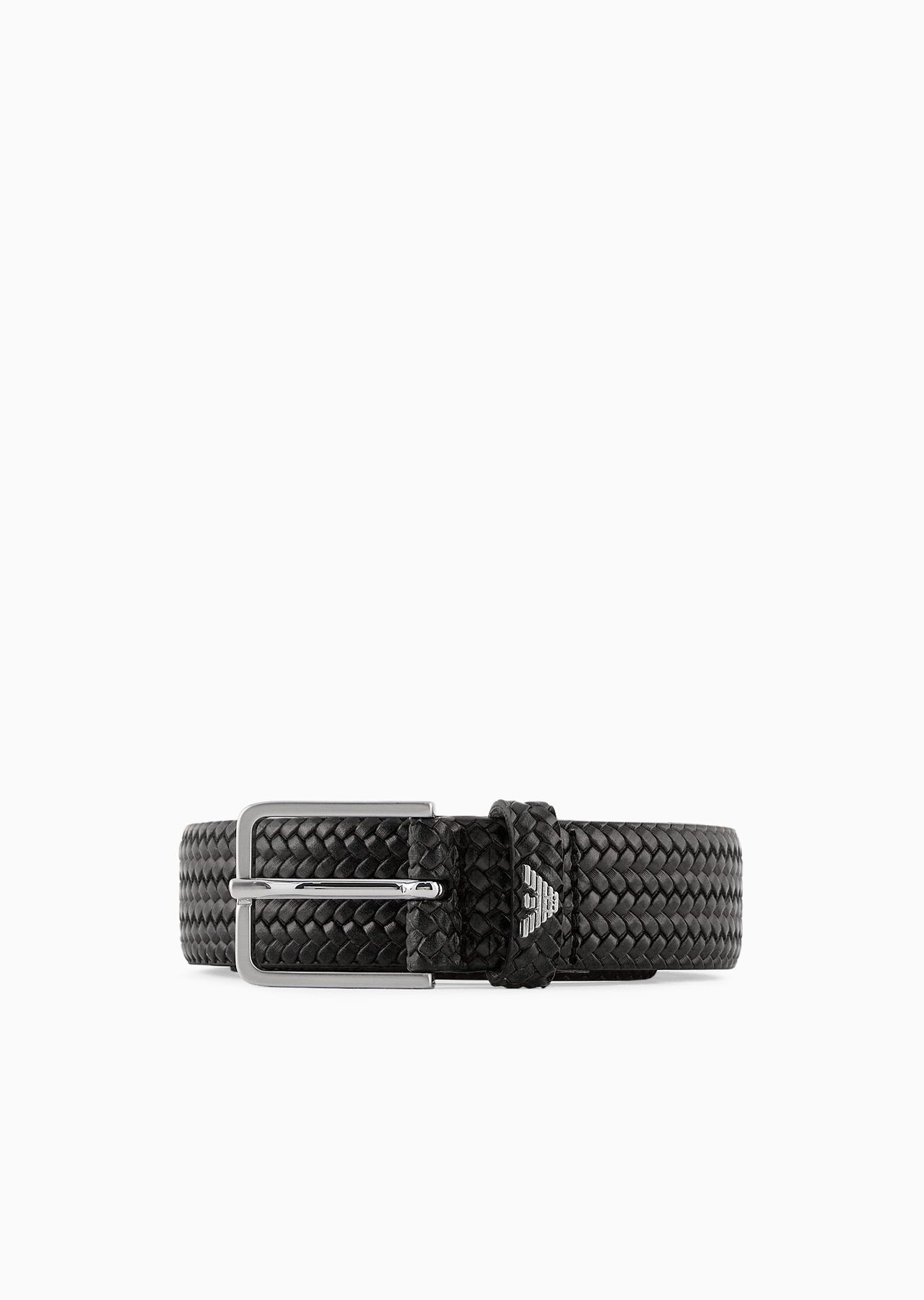 Leather belt with braided-effect print - 1