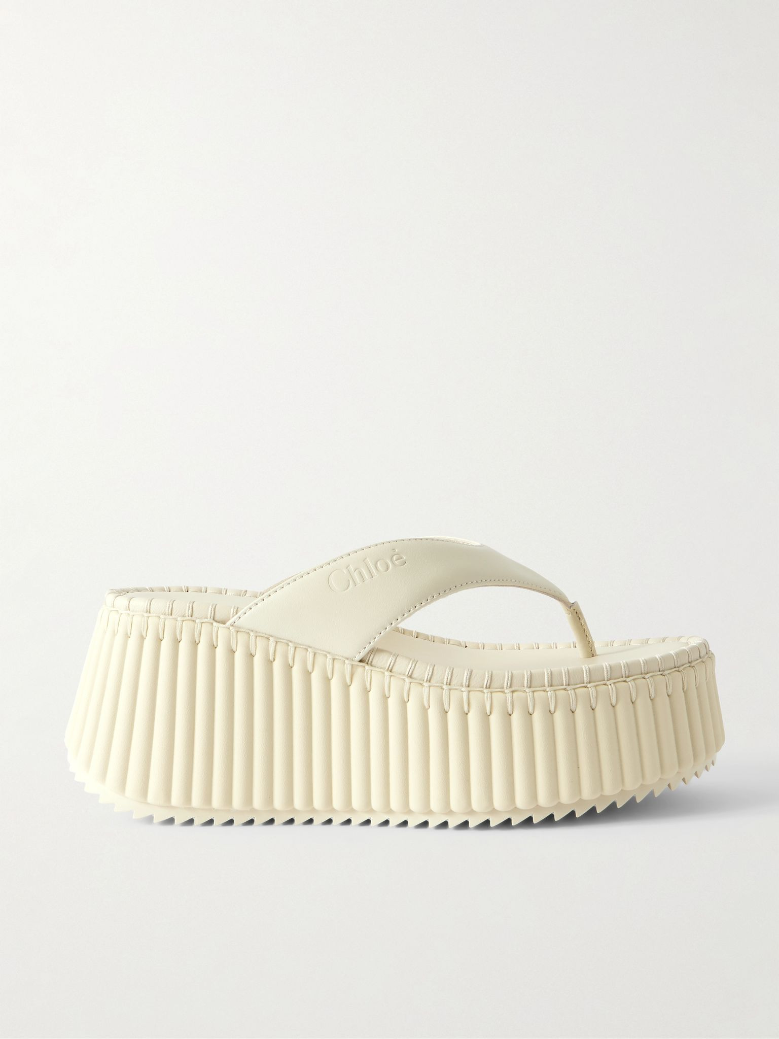 Nama leather platform flip flops Off-white - 1