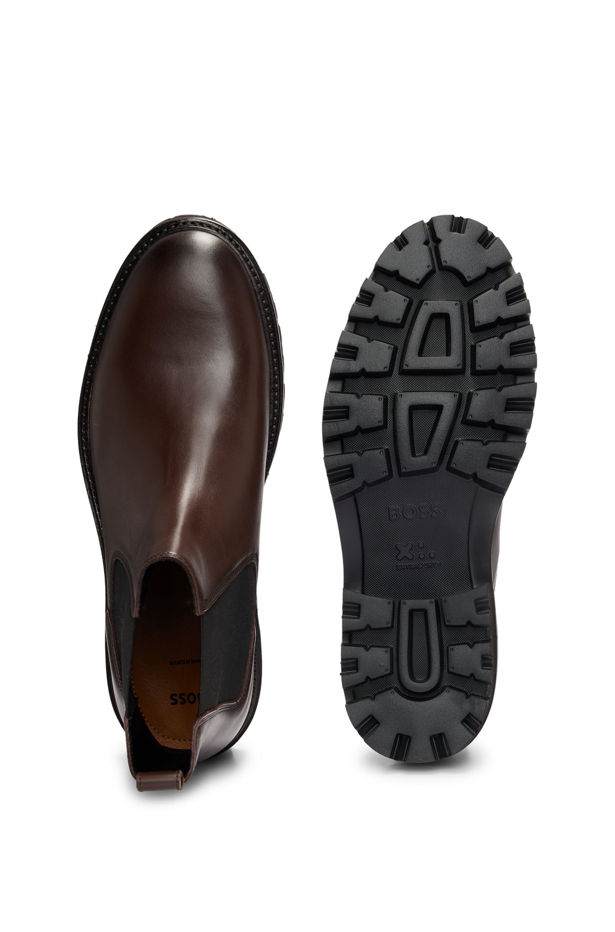 BURNISHED-LEATHER CHELSEA BOOTS WITH LOGO DETAIL - 4