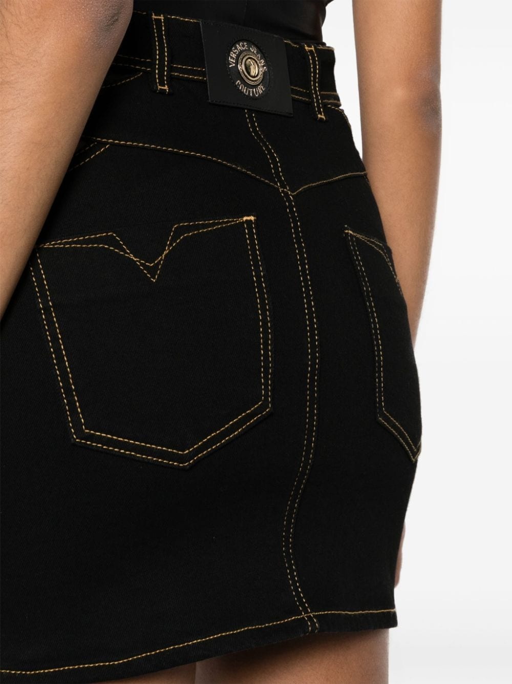 Baroque buckle denim mini skirt - 5