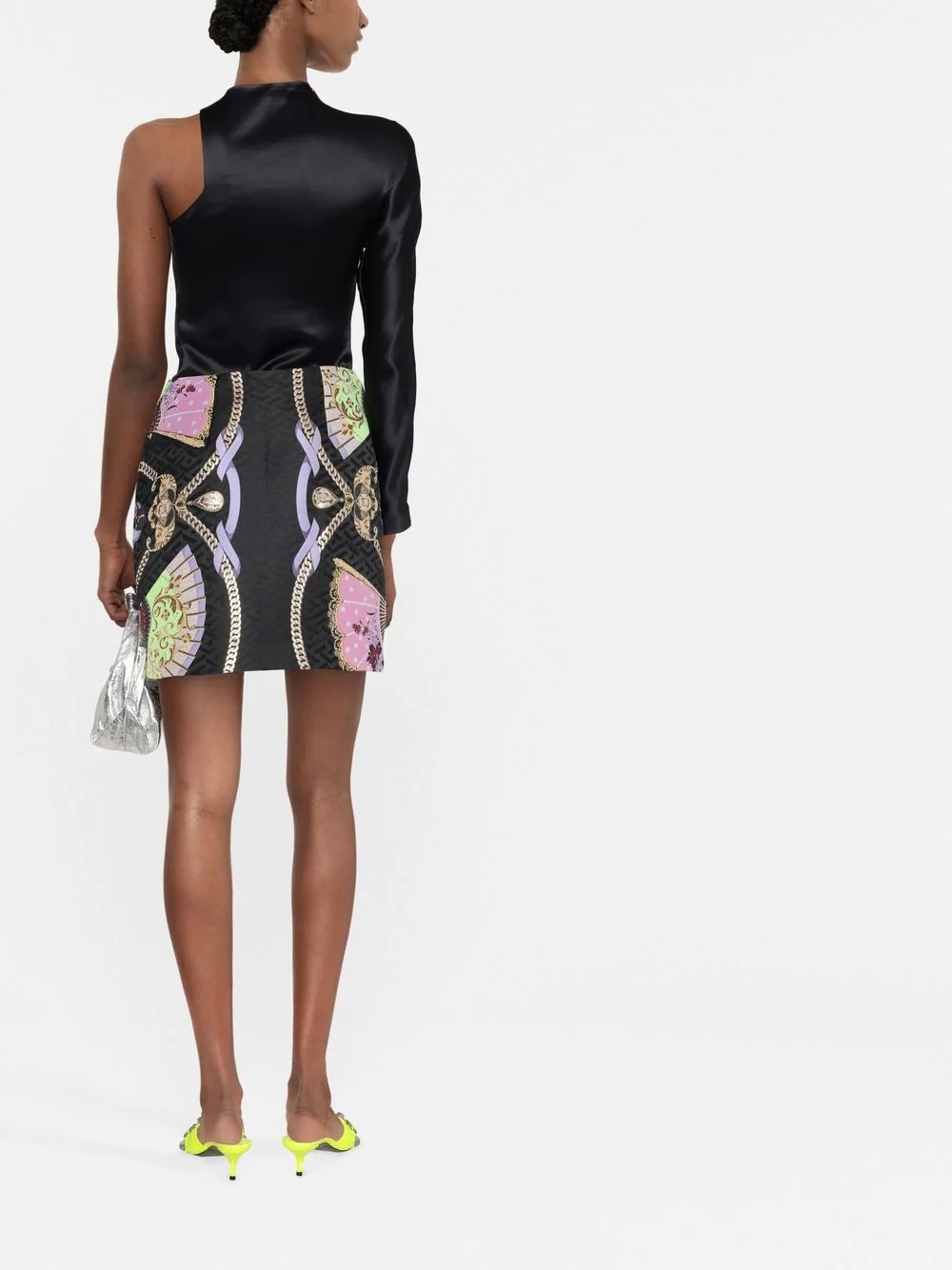 graphic-print Medusa Head button skirt - 3