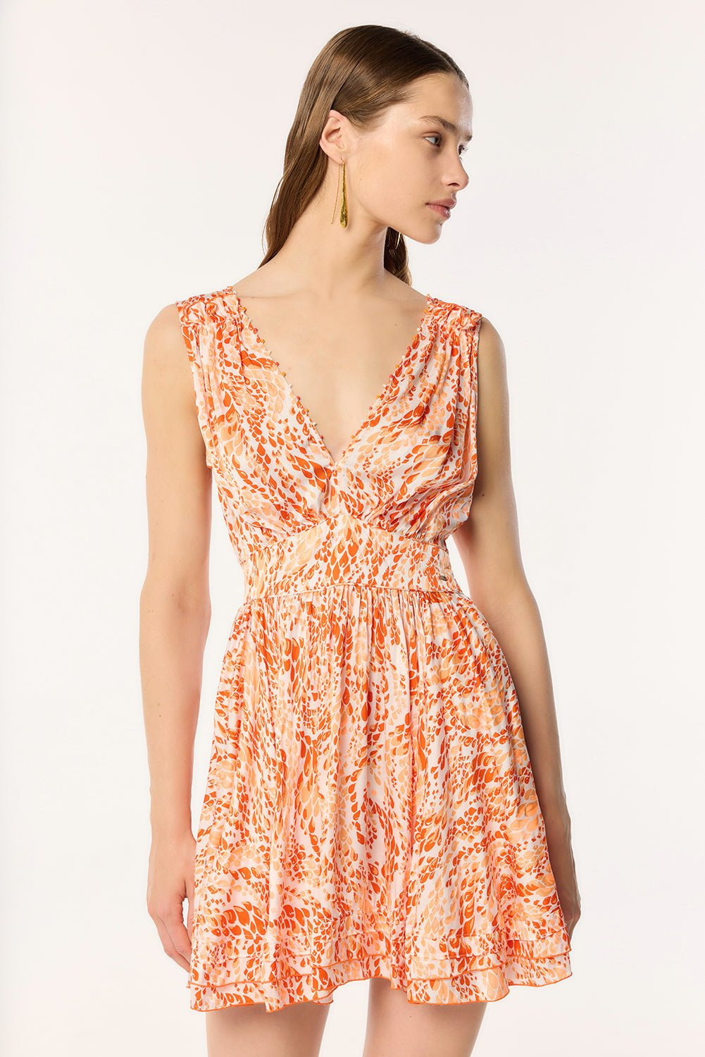 Mini Dress Bessie - Orange Wavy Animalier - 3