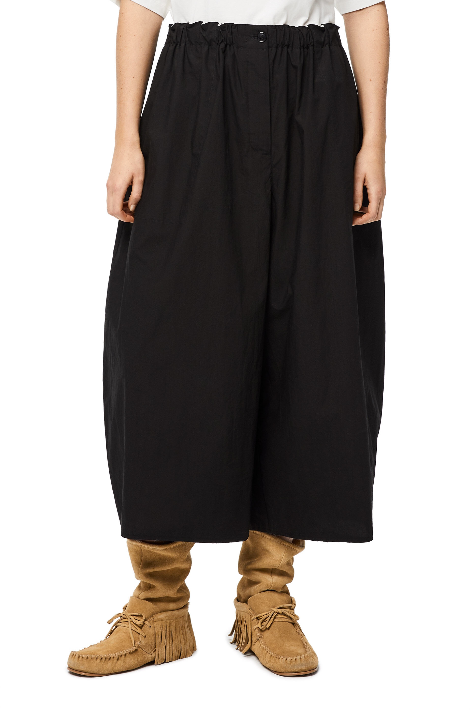 Cropped elasticated trousers in cotton - 3