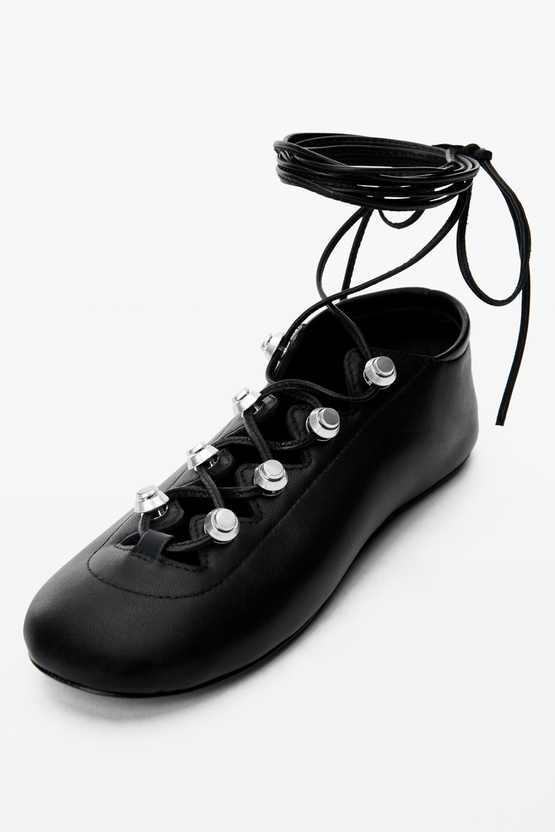 Alexander Wang Vyolette Lace-Up Flat in Leather outlook