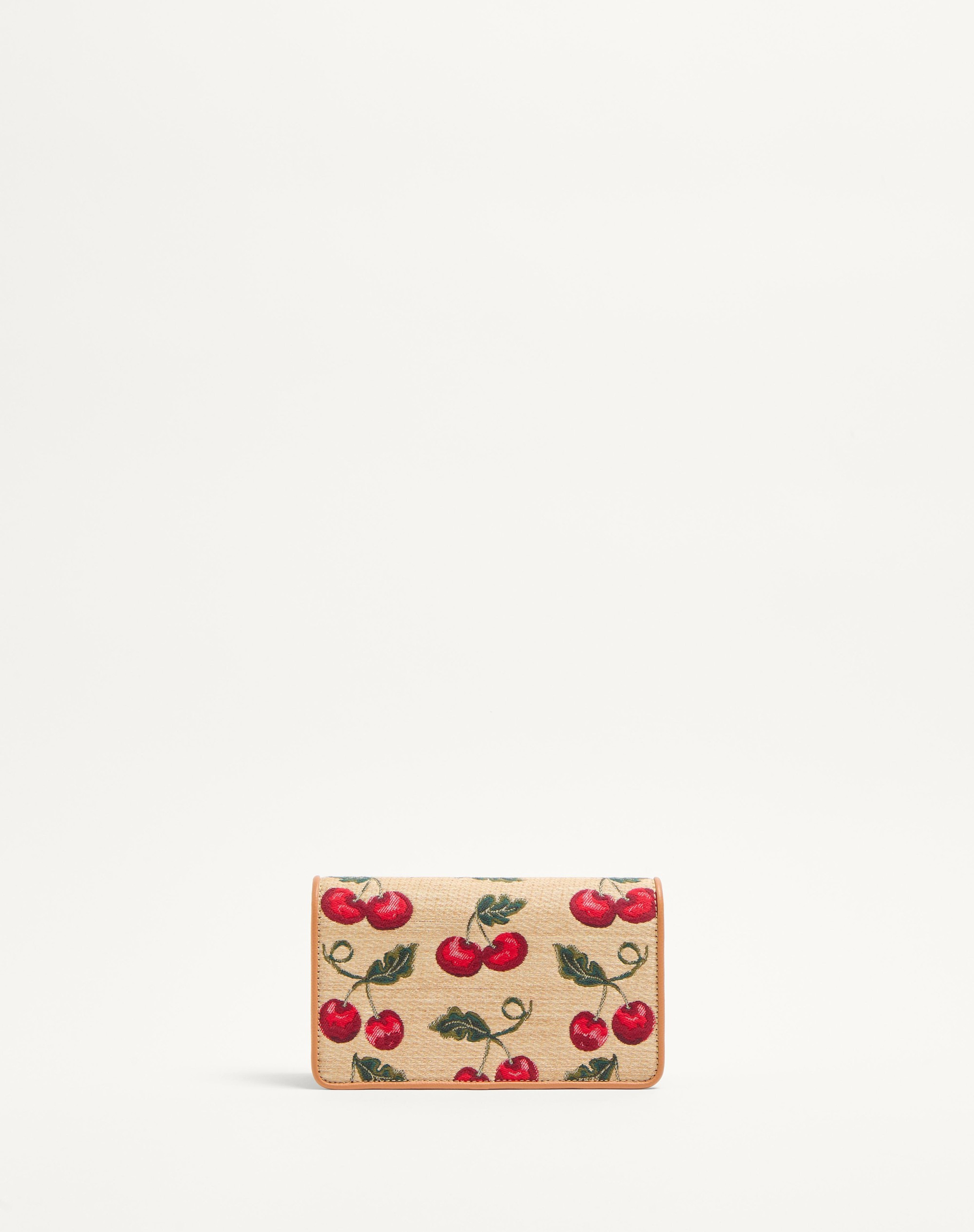 VLOGO SIGNATURE MINI SHOULDER BAG IN JACQUARD RAFFIA WITH CHERRYFIC PATTERN - 5