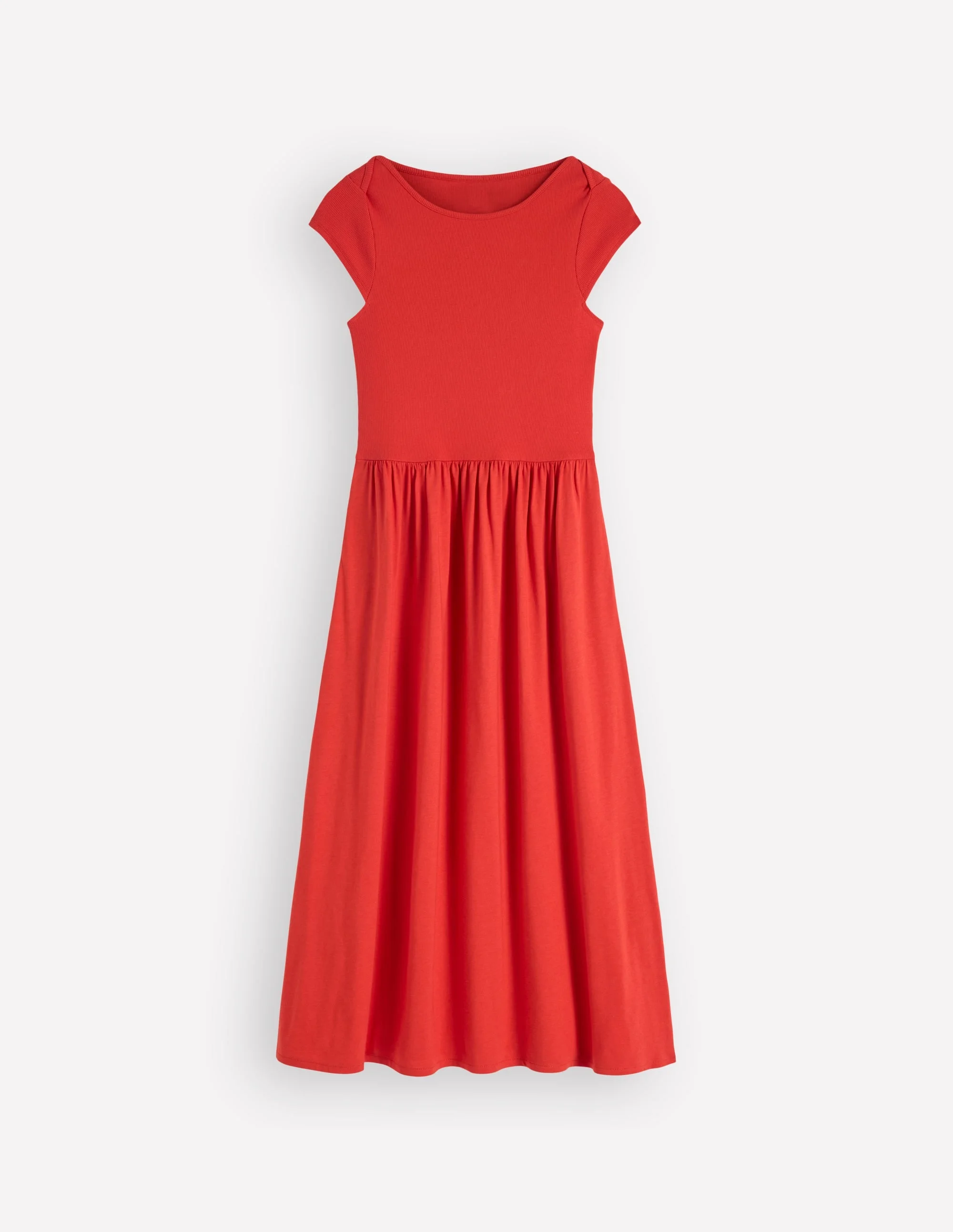 Boat Neck Mix Dress-Blood Orange - 1
