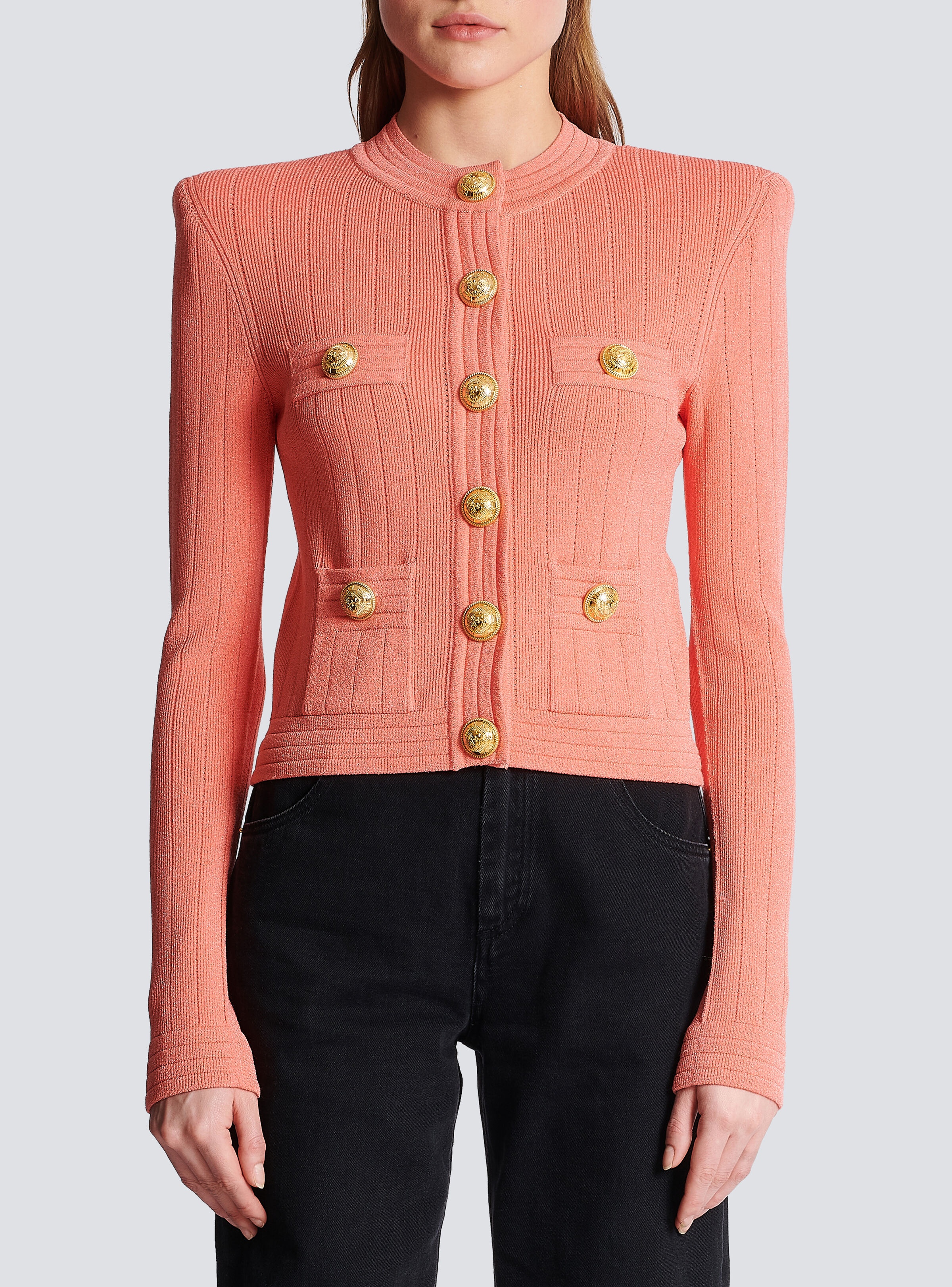 Buttoned fine knit cardigan - 5