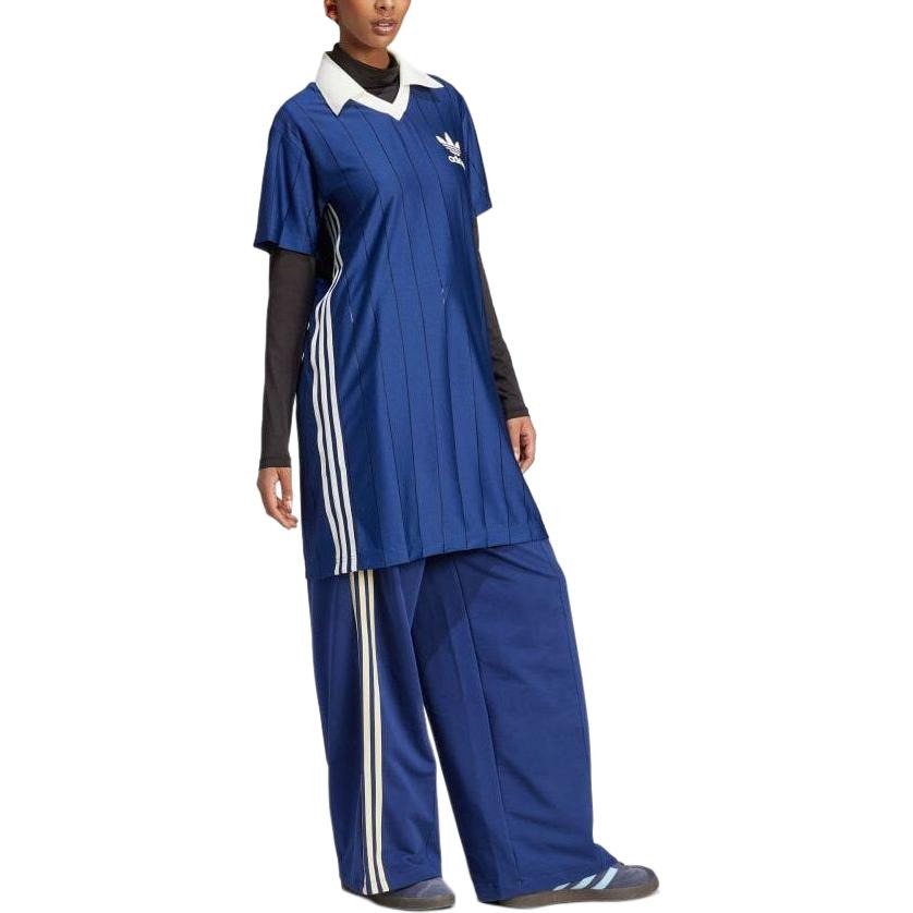 (WMNS) adidas Originals Knit Collar Short Sleeve Dress Asia Sizing 'Dark Blue' IR7467 - 4
