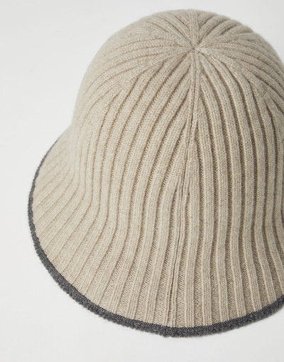 Brunello Cucinelli Virgin wool, cashmere and silk rib knit bucket hat with monili outlook