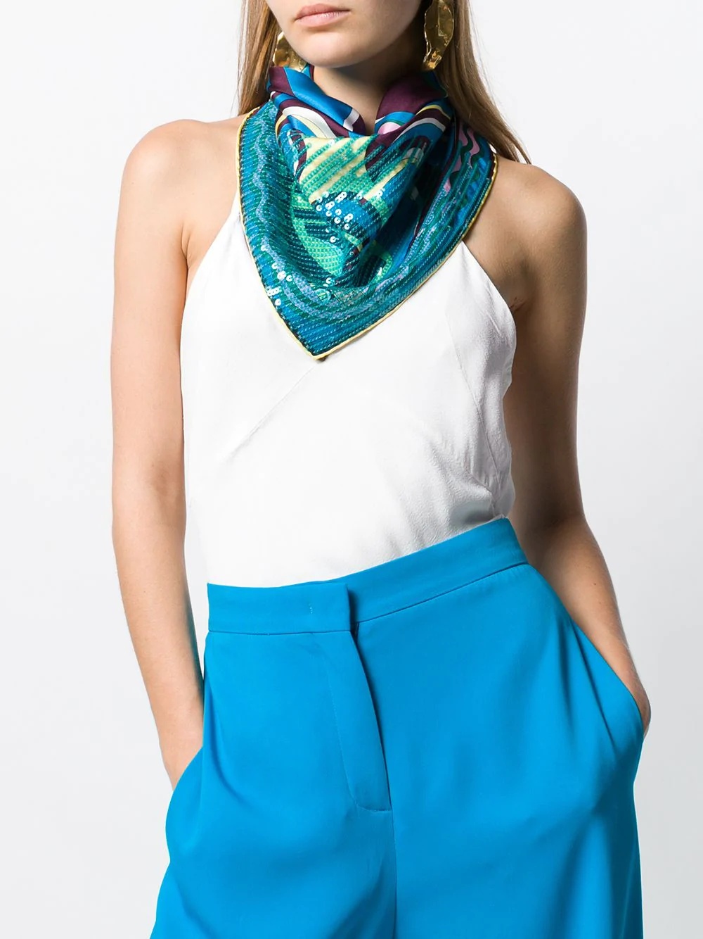 printed sequinned foulard - 2