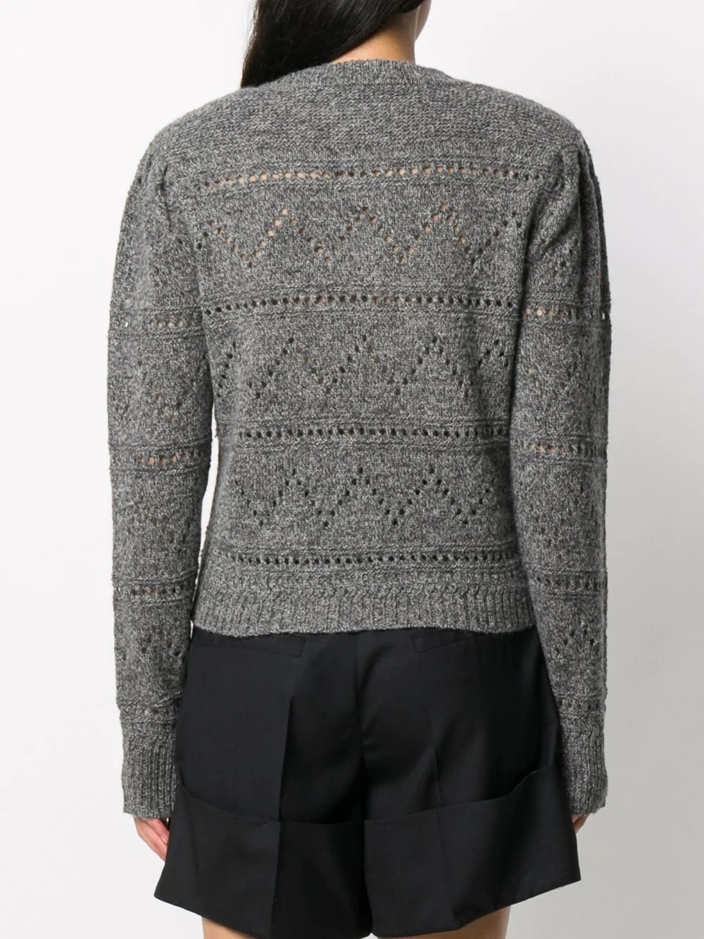 open knit crew neck jumper - 4