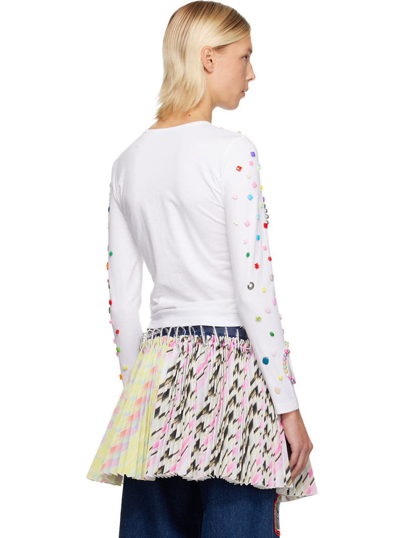 White Day Defunct Beaded Jersey T-shirt 3
