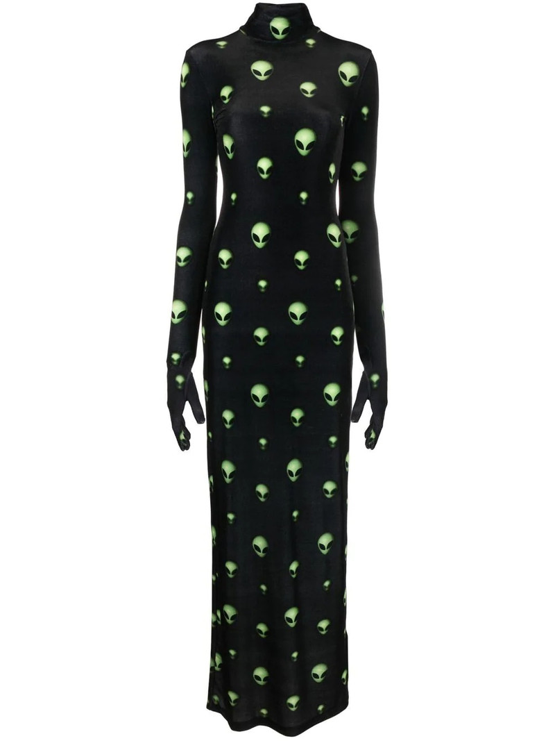 graphic-print long-sleeved maxi dress 1